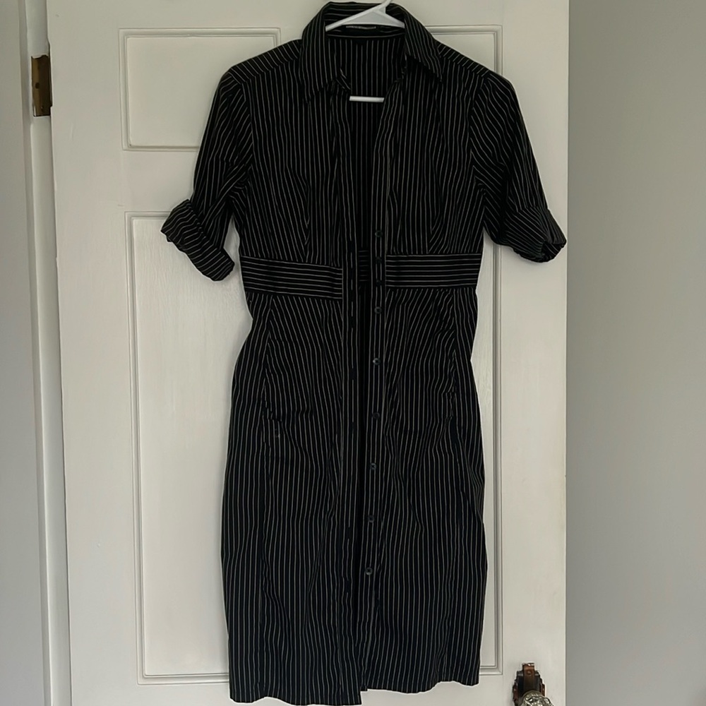 Express pinstripe button up dress